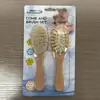 Kit de Pente e Escova para Bebê em Madeira de Faia Três Peças Pente e Escova de Madeira de Faia Pente com Almofada de Ar para Bebê Escova de Lã Macia