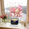 Pegatinas de Ventana de Flor de Oso Corazón Transfronterizas Adecuadas para Dormitorio, Sala de Estar, Balcón, Decoración Festiva, Pegatinas Estáticas de Vidrio