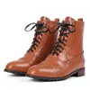 Botas Martin de cano alto com bico redondo e salto baixo plus size masculinas, coleção outono/inverno 2026, botins estilo barroco com cadarço frontal
