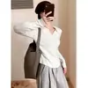 Suéter de punto para mujer con cuello polo, nuevo estilo fino Otoño 2026, top de cuello en V ajustado para otoño e invierno, camiseta básica