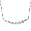Collar Minimalista de Sonrisa Plata S925 Cara Sonriente Tachonada de Diamantes Cadena para Clavícula Colgante Redondo de Moissanita Mismo Estilo que en Xiaohongshu y Douyin