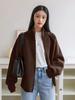 Jaqueta Suéter Estilo Preguiçoso para Mulheres 2026 Outono e Inverno Novo Estilo Coreano Cor Lisa Gola Alta Zíper Cardigã Tricotado Top