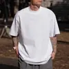 Camiseta Masculina e Feminina Algodão Pesado 380g Gola Pequena Manga Curta Vintage Solta Branca Camada Base Verão