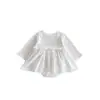 Camisa Babydoll de Manga Larga Nueva de Primavera para Niñas Algodón para Bebés Niña Bordado de Lazo Mono Harem