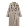 ZA Ropa de Mujer de Comercio Exterior Transfronterizo Europa AliExpress Venta Caliente Abrigo de Lana de Solapa de Doble Botonadura Largo Otoño Invierno