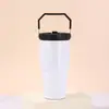 Taza de hielo minimalista transfronteriza de sublimación de 20 oz, taza portátil para coche para exteriores con pajita antibacteriana y asa, taza aislada