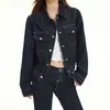 YECHUAN # Chaqueta de mezclilla retro estilo americano para mujer, corta estilo otoño, adelgazante, casual, versátil, con doble bolsillo, chaqueta de trabajo