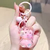 Pingente Chaveiro Mini Areia Líquida com Design de Gato Kt Preenchido com Óleo, Corrente de Bolsa Moderna para Estudantes e Crianças, Pequenos Acessórios Fofos Atacado