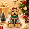 Llavero de Pintura de Diamantes DIY Navideño, Colgante de Animales Lindos con Arte de Diamantes, Decoración Hecha a Mano con Pedrería, Regalo Navideño Transfronterizo