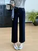 Jeans branco de perna reta emagrecedor 26 outono novo jeans cropped reto com elasticidade quadridirecional cintura alta com lenço H082808