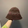 Gorro de Pescador Tejido Estilo Vintage para Mujer, Versátil para Otoño e Invierno, Pequeño Gorro de Lana Adelgazante, Protección para los Oídos, Resistente al Frío, Cálido Sombrero de Cubo, Beige