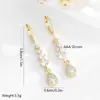 Aretes de Gota de Agua Exquisito Temperamento Moda Aretes Largos Venta al por Mayor Selección Transfronteriza Aretes de Cobre Chapado en Oro Circonita