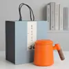 Taza Separadora de Agua para Té de Oficina de Cerámica Filtro de Gres Grueso Infusor de Té Estilo Zen con Tapa Taza Personal de Agua para Té Regalo Souvenir