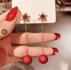 Linterna Estilo Chino Petardo Pendientes Festivos de Año Nuevo Rojo Diseño de Pendientes Festivos de Año Nuevo Pendientes Largos para Mujer