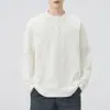 2025 Nuevo Otoño Japonés Retro Sudadera de Manga Larga de Algodón de Bambú para Hombre Capa Base Holgada Versátil