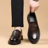 Zapatos de Cuero Formales de Negocios de Alta Gama para Hombre, Zapatos de Cuero Genuino de Primera Capa de Piel de Vaca, Sin Cordones, Antideslizantes, Transpirables, Auténticos y Modernos