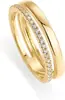 Anillo de Oro Apilable con Diamantes Pavimentados Venta Caliente Cruzada Anillo Sencillo de Lujo Ligero Estilo Europeo Banda Fina Completamente Diamantada Anillo para Dedo Índice Anillos de Pareja