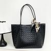 Bolsa feminina de grande capacidade, estilo coreano, bolsa tote tecida à mão, simples, de couro genuíno de alta qualidade, bolsa de mão para ombro, bolsa de axila para mãe