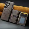 Compatível com capa de celular Samsung S26Ultra, Samsung S25 slot para cartão magnético dois em um capa de couro com carregamento sem fio