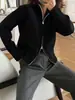 Suéter Transfronteiriço Estilo Europeu e Americano 2026 Outono Novo Elegante para o Trabalho Zíper Duplo Gola Alta Manga Longa Cardigan