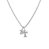 Nuevo Collar de Cadena de Suéter Hip-Hop con Cruz Microincrustada para Mujer Cadena de Suéter Doble Cruz Full Diamond Diseño de Nicho Cadena de Suéter Callejera