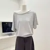 Camiseta de Manga Corta de Tencel con Mangas Murciélago Moda Estilo Coreano para Mujer Verano 2026 Holgada Versátil Escote Asimétrico Hombros Descubiertos Top Delgado t
