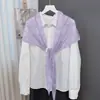Chal de punto hueco transpirable fino de verano para mujer, bufanda triangular de moda para el verano para ir al trabajo, camisa con sensación de hielo con superposición de bufanda