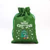 Bolsa de Regalo Navideña Verde Hierba Transfronteriza Imitación Lino Bolsa de Dulces de Santa Bolsa de Almacenamiento de Regalos Navideños Bolsa de Empaque