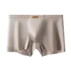 Cueca Boxer Masculina de Seda Gelada Antibacteriana 10A, Estilo Fino de Verão, Respirável, Sem Costura, Roupa Íntima Confortável com Textura de Pele de Leite, Personalizável