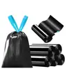Bolsas de basura con cordón sin desgarros transfronterizas, Bolsas de plástico negras engrosadas portátiles para uso doméstico en cocina y hotel, Al por mayor