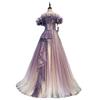 Vestido de Noche Morado 2026 Nuevo Estilo de Verano para Mujer de un Hombro Elegante Largo para Actuación Coral