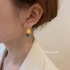 Pendientes de plata 925 con forma de gota de aceite de Dongdaemun de Corea del Sur, de color caramelo, sencillos y distintivos, pequeños y frescos.
