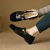 Zapatos Mary Jane Retro de Camelia para Mujer 2026 Nuevo Estilo de Invierno Suela Plana Boca Baja Versátiles Punta Redonda Con Felpa Cálidos Zapatos de Piel