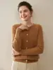 Cardigan Tricotado Gola Redonda 100% Caxemira Pura Outono e Inverno Feminino Outono e Inverno Retrô Torcido Curto Suéter Jaqueta