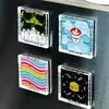 Ímãs de Geladeira Magnéticos Feitos à Mão Estilo Ins DIY Azulejos Quadrados Transparentes com Folhas Magnéticas Kit de Material DIY Redondo de Acrílico