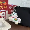 Nuevo Bolso Colgante de Cadena con Cuentas de Peluche Bordado Caballo Blanco Pequeño Llavero de Muñeca Caballo Pequeño Lindo Colgante Pequeño
