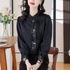Nueva Camisa Chinoiserie de Manga Larga para Mujer Ropa de Primavera 2024 Nueva Camisa Holgada Retro de Satén Elegante Ligera Estilo Nacional Top