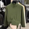 LUUD Estilo Old Money Americano Otoño/Invierno Cálido Auto-Calentable Terciopelo Alemán Camiseta Base Sudadera Color Sólido Cuello Alto