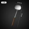 Pala de Hongo de Acero Inoxidable Imitación Nogal Cocina Pala de Guizhou Cuchara de Mango Largo para Saltear Cuchara para Sopa Cuchara para Saltear Doméstica Utensilios de Cocina