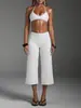 Conjunto de Roupa Esportiva Fitness com Sutiã Tomara-que-caia Cruzado para Yoga, Corrida, Secagem Rápida, Cropped e Calça de Perna Larga