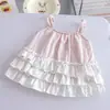 Top de tirantes de lunares elegante para niña 26 Verano Nueva Moda Dulce Chaleco sin mangas de encaje Estilo coreano Ropa para niños