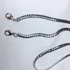 Corrente de cobre para bolsa corrente osso chato 1 metro de comprimento com fecho lagosta jantar bolsa feminina corrente de ombro cruzada acessórios dourado e prateado
