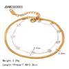 Moda transfronteriza Oro 18K Acero inoxidable Cadena de eslabones de hoja Cadena de serpiente plana Cadena de cuentas de concha redonda Tobillera Joyería Joker al por mayor