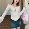 Blusa Americana Spice Girl Hombro Manga Larga Verano Delgada Patrón de Estrellas Diseño Protector Solar Camiseta Top Trendy INS