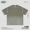 Camiseta Masculina Ckx Manga Curta Lavada Degradê para Homens, Pesada 280g High-End Retrô Americano 100% Algodão