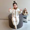 Conjunto de pijama de franela para niña con estampado de oso de dibujos animados, cárdigan cálido con cremallera y lazo para otoño e invierno, conjunto de dos piezas