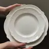 En stock: Platos llanos de cerámica repujada estilo francés, platos de cerámica vintage con diseños florales, platos de cerámica, platos para bistec y platos de postre