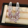 Pendientes de Plata Recubierta de Oro Real de 18K con Aguja de Plata, Zirconia y Borla de Gota de Agua, Pendientes de Lujo Ligero de Gama Alta, Exquisitos Accesorios para Orejas Estilo Palacio