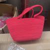 Bolsa tejida para mujer 2022 Bolso de cuerda de algodón de nicho Bolso de mano Bolso tejido de cuerda de algodón Bolso tejido de paja Bolso de playa Bolso rojo