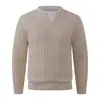 Comercio exterior Amazon 2026 invierno nuevo tejido de punto de ochos grueso de cuello redondo cálido para hombre, top de punto básico de talla grande